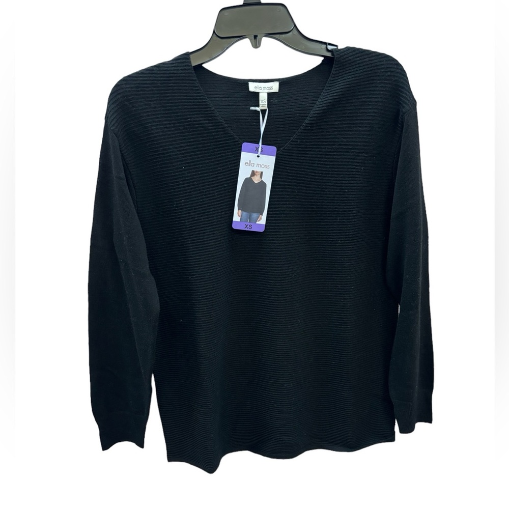 Ella Moss Women's Black V-Neck‎ Sweater Size XS